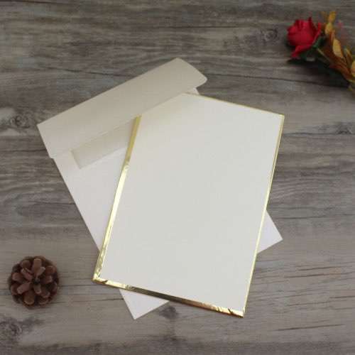 Insert Card Rectangle with Gold Edge Simple Style Invitation 